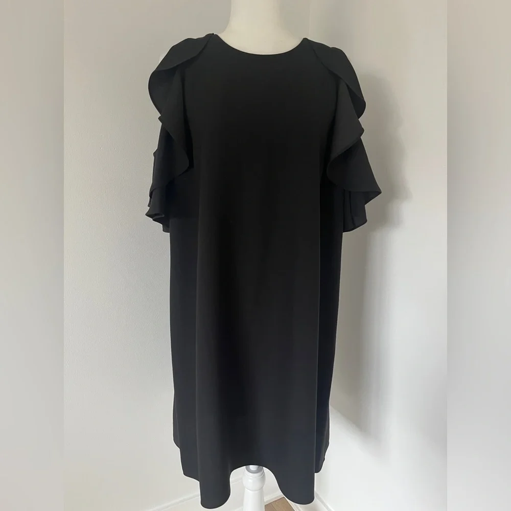 Kate Spade Black Cold Shoulder Crepe Dress Sz L *L